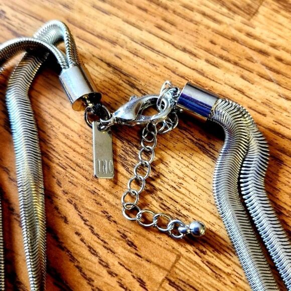 INC International Concepts Double Strand Knotted Long Length Silver Necklace - Picture 3 of 10